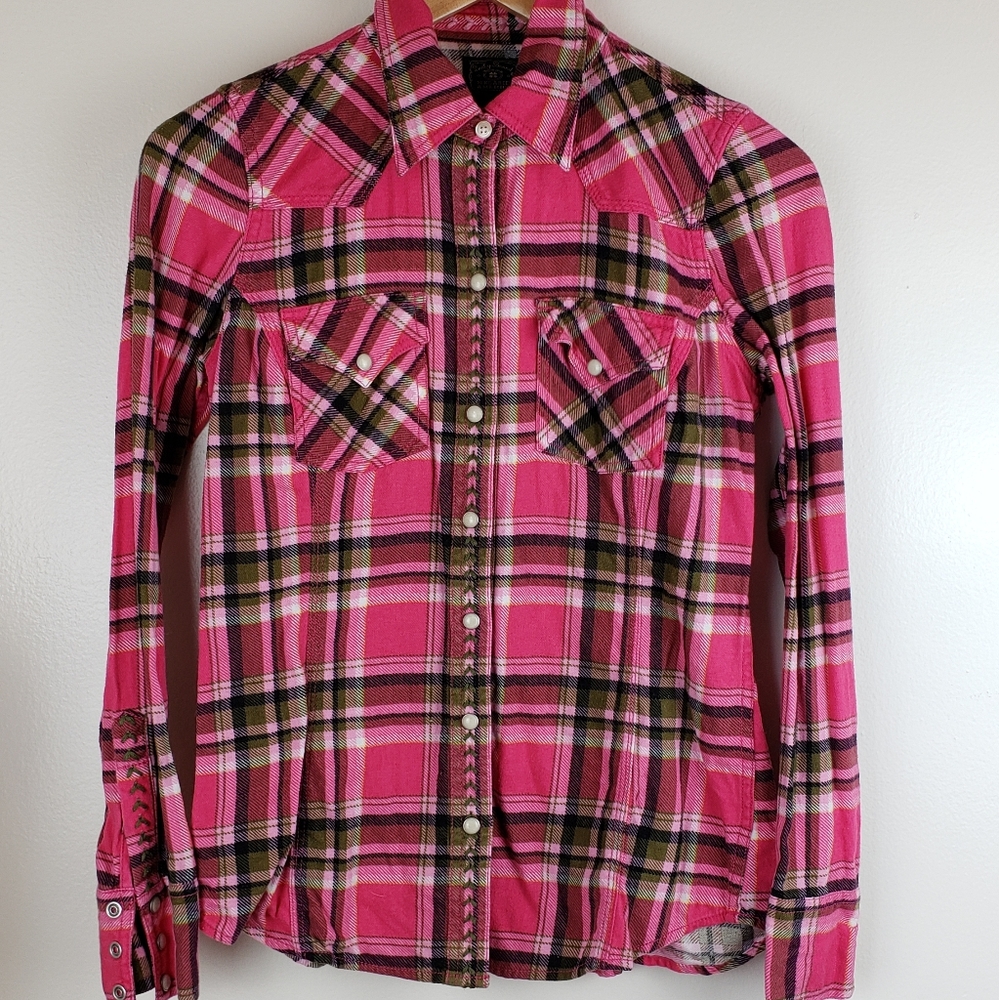 Lucky Brand Hot Pink Flannel Shirt